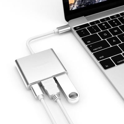 Tipo-c extensión del Usb de Displayport de la estación de acoplamiento del ordenador portátil de 3in1 para 4 monitores