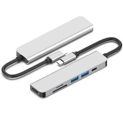 Eje de Displayport de la estación de acoplamiento del Usb Multiport 6in1 para el lector de Chromebook PD77W SD/TF