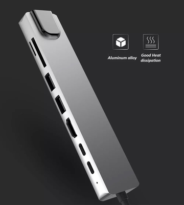 eje múltiple del ordenador portátil del Usb C de la estación de acoplamiento RJ45 3,0 de 8in1 Hdmi